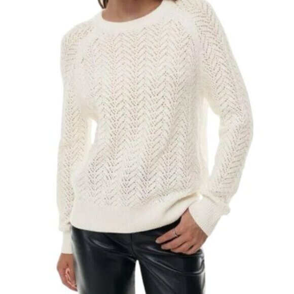 Aritzia White Crew Neck Sweater - Picture 2 of 8